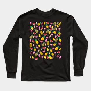 Pineapple and Flamingo Face Mask. Long Sleeve T-Shirt